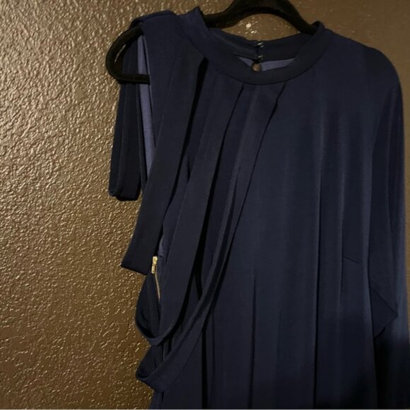 Navy Blue Monif C Evening Dress with Zipper Down the Side, Size 3 - Picture 2 of 9